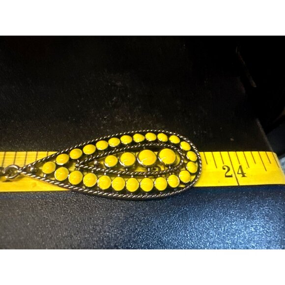 Paparazzi Teardrop Pendant Necklace & Earring Set With Yellow Stones - Picture 3 of 4